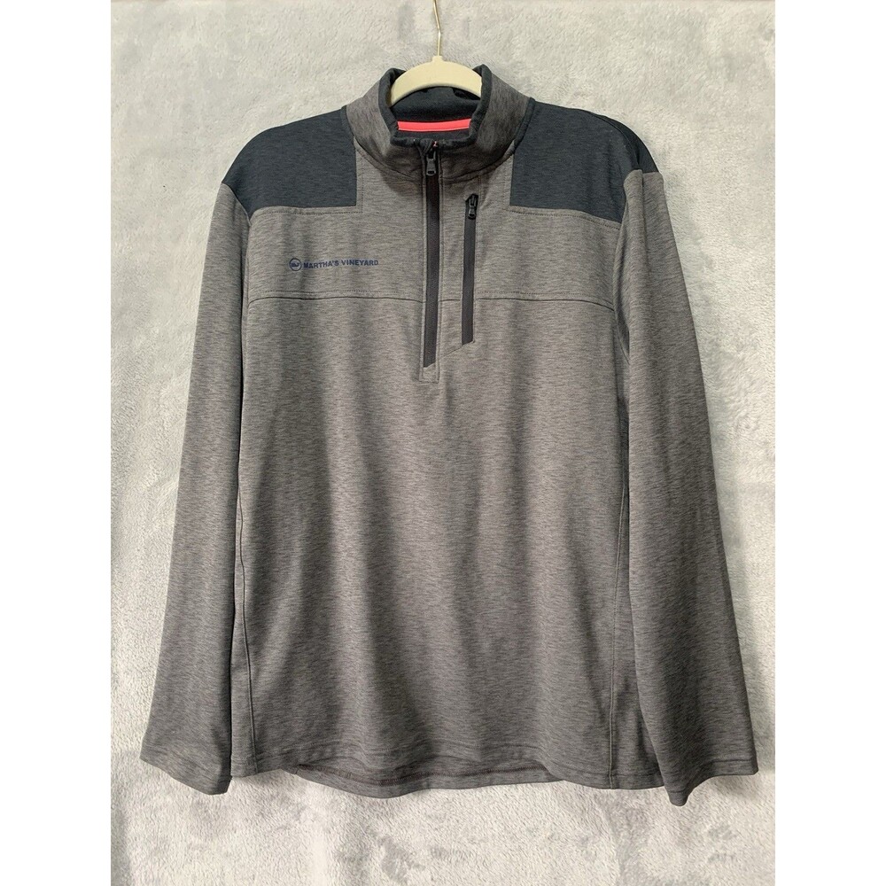 Vineyard Vines On The Go Men's Large Gray 1/4 Zip Shep Shirt Martha's‎ Vineyard